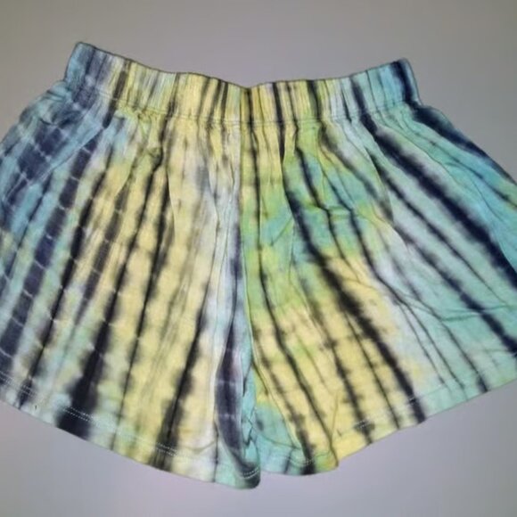 Earthbound Yellow, Blue & Green Tie Dye Soft & Comfy Pajama Shorts~Sz S